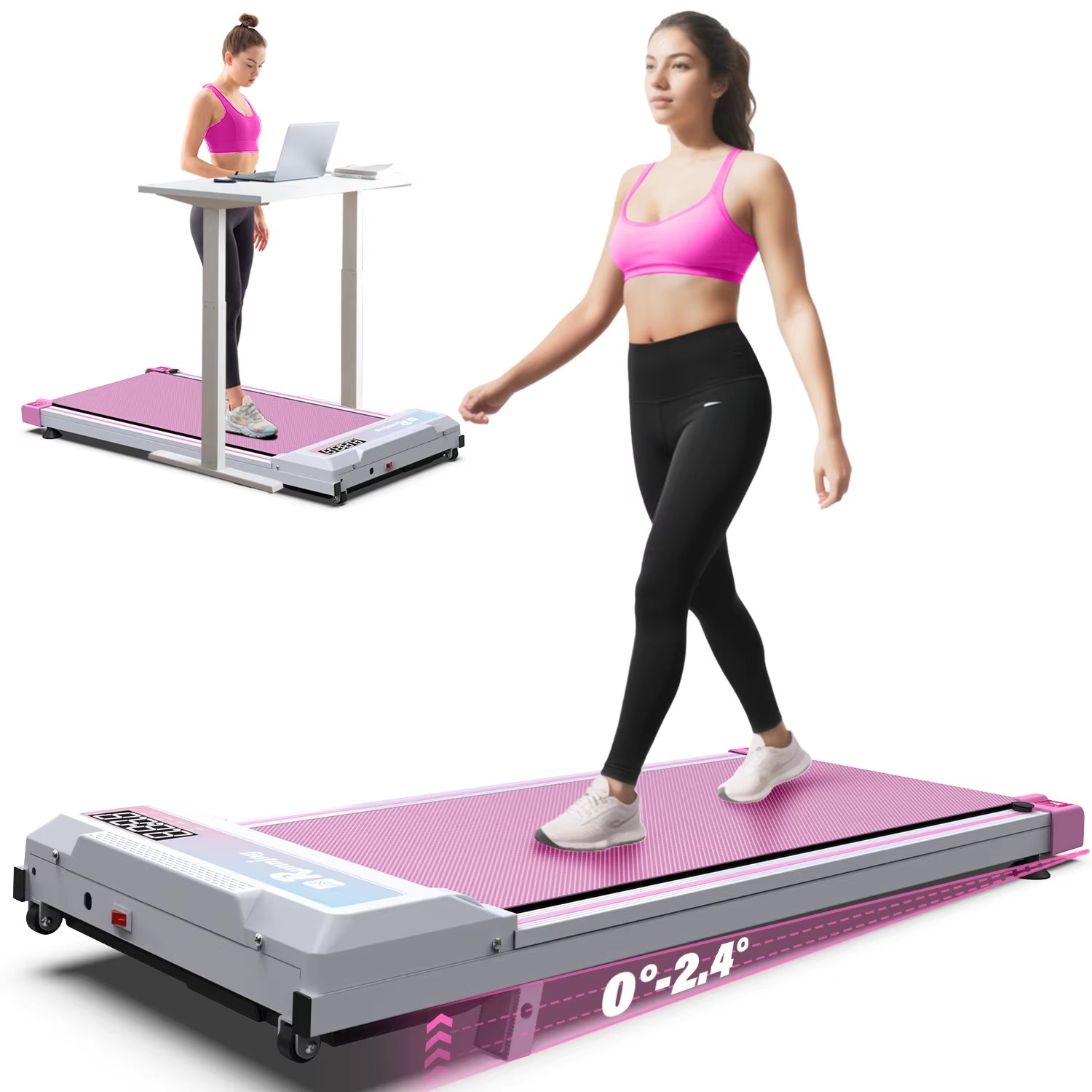 KREEDA Walking Pad Professional Manufacturer Portable Running Machine Pink Color Portable Electric Walking Pad Treadmill